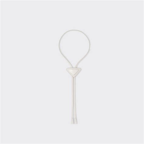 Prada Saffiano Leather Bolo Tie Chalk White 